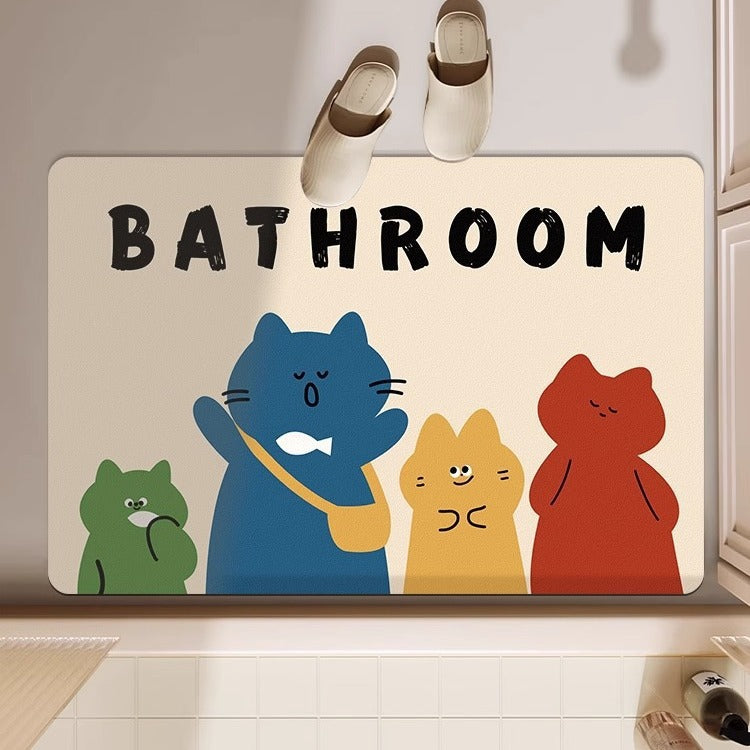 Quick dry bathroom mat cute cat